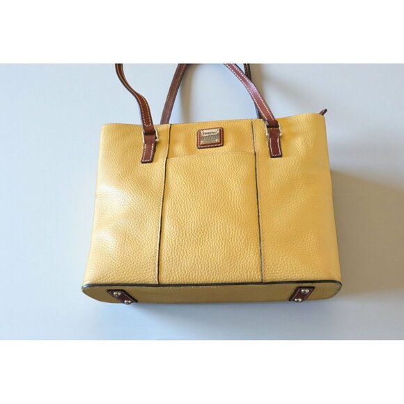 Dooney & Bourke Pebble Grain Small Lexington Tote Bag Yellow Leather Red Lining - Picture 1 of 14